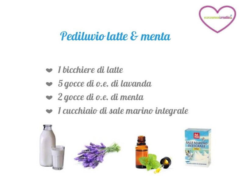 pediluvio latte e menta